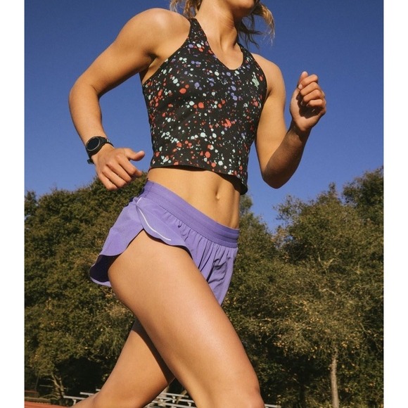 Rabbit Pants - NEW Rabbit Running Go Time Crop Stretch Limo Splatter Women Large Workout Yoga